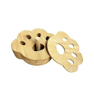 Wooden Lucky <b>Cat</b> Scratching Teacup <b>Mat</b> Natural Nanmu Wood Irregular Shape Heat Resistant Placemat Casserole Pad - Product Image 1