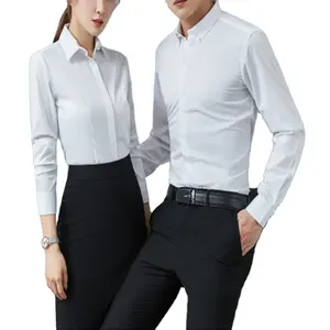 衬衫男式长袖垂直条纹男式设计感商务衬衫银行制服