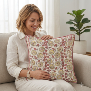 High Quality Pure Cotton Handcrafted Luxury Throw Pillow Cover Zipper Closure Washable Anti-Bacterial Floral/Festival/Portrait - Product Image 1
