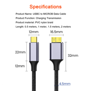 Usb3.<span class=keywords><strong>1</strong></span> <span class=keywords><strong>Type</strong></span>-C để Micro-<span class=keywords><strong>B</strong></span> Cáp dữ liệu nhanh chóng đọc 5gbps Braid Nylon cho ổ cứng - Product Image 6
