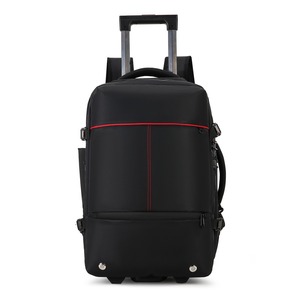 Travel <b>Backpack</b> <b>Large</b> Capacity Anti Theft Waterproof Compression Business Travel Black Solid Color Zipper Closure Soft Handle - Product Image 5