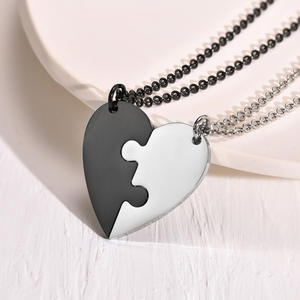 Collana con Ciondolo <span class=keywords><strong>a</strong></span> Cuore Spezzato in Acciaio Inossidabile Dorato, Gioiello dell'Amicizia alla Moda, Regalo per Coppie per <span class=keywords><strong>San</strong></span> <span class=keywords><strong>Valentino</strong></span> - Product Image 3