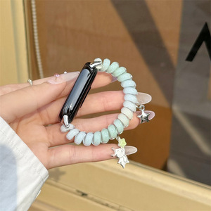 Bracelet de montre élastique perlé motif lapin mignon compatible avec Xiaomi <span class=keywords><strong>Mi</strong></span> Band 10 9 <span class=keywords><strong>8</strong></span> Pro, bracelet extensible pour femme - Product Image 5