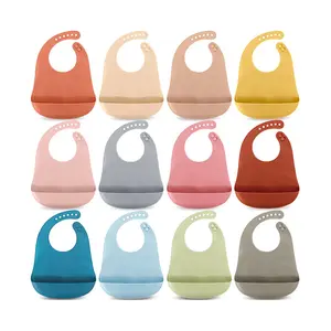 waterproof bpa free low price golden supplier appearance reasonable manufacturer silicone baby bib with food catcher