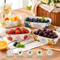 Barquettes en papier personnalisées imprimées avec revêtement résistant à l'eau et à la graisse pour l'emballage à emporter de fruits frais et baies