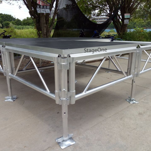Plataforma de Escenario Ensamblada para Conciertos y Eventos, Totalmente en Aluminio Negro, con Patas de Altura Ajustable - Product Image 2