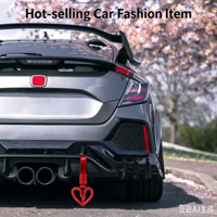 Anneau Tsurikawa JDM Cœur Brisé Populaire et Très Vendu en ABS Chrome Néo avec Sangle en Nylon Noir pour Kit Intérieur de Voiture de Drift