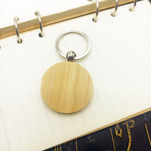 Custom Designed Bamboo Wood Keychain Laser-Engraved Name Logo Tag Custom Design Sample Available Portable OEM/ODM Available