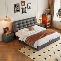 Cama Matrimonial Moderna y Casual Love Zone, Tapizada en Cuero Vacuno de Primera Capa, Ecológica, para Uso Comercial