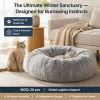 Lit tunnel pour chat en peluche, toutes saisons, épaissi, avec boule suspendue, amovible et lavable, grand lit tunnel pour chat, vente en gros