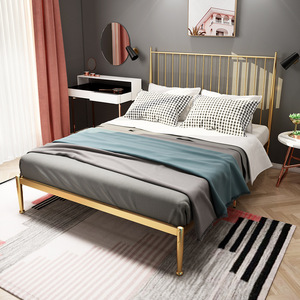 Dormitory Construction Single Tier Coated Pipe Manufacturers Sell Metal <b>Bed</b> <b>Frame</b> Type <b>Platform</b> Bedroom Furniture <b>Bed</b> King-size - Product Image 6