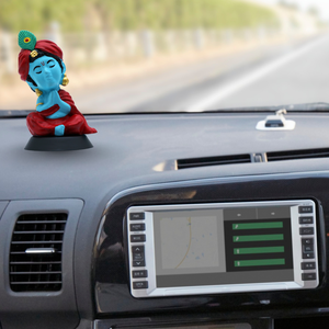 Ídolo del Señor Krishna Pintado a Mano (Acabado Azul) Obra Decorativa Espiritual para el Hogar, Templo, Escritorio de Oficina, Tablero de Coche y Regalo - Product Image 1