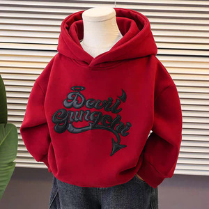 <span class=keywords><strong>Pull</strong></span> d'hiver pour garçons et filles, style occidental pour bébé, personnalisé, tendance, <span class=keywords><strong>marque</strong></span> nouvelle année, lettre rouge, monstre, doublure en polaire - Product Image 2