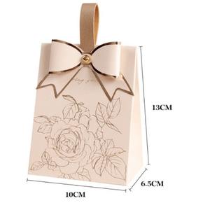 Caja de Dulces para Boda Color Crema 2025, <span class=keywords><strong>Estilo</strong></span> Francés Retro, Triangular, de Papel Kraft, con Lazo de Color, de Lujo Discreto - Product Image 5