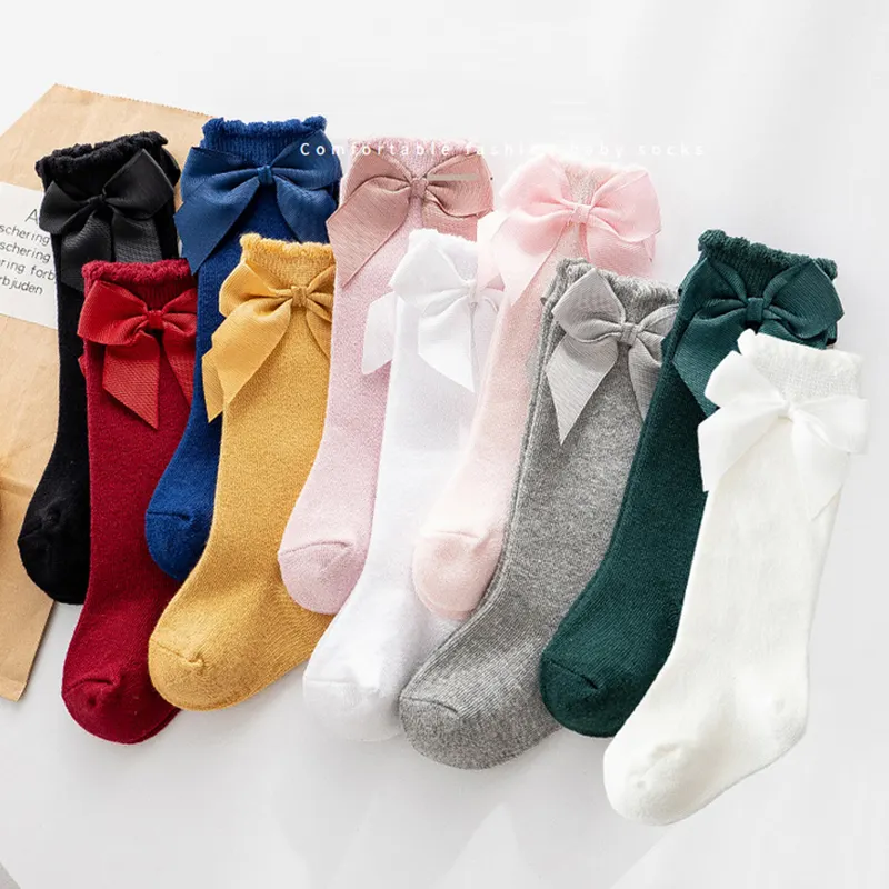 Kleinkinder Baby koreanische spanische süße Socken Strumpf Großhandel Lolita Kinder Baumwolle Bogen Baby Knies trümpfe