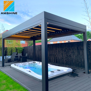 Customized Aluminum <strong>Pergola</strong> <strong>Design</strong> <strong>Ideas</strong> to Cover Hot Tub DIY Opening Roof Gazebo with Curtain - Product Image 1