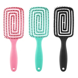 Cepillo de Pelo Curvo para Desenredar, con Ventilación ABS, para Cabello Rizado, con Impresión de Logotipo Personalizado, Herramienta de Peluquería Profesional - Product Image 1