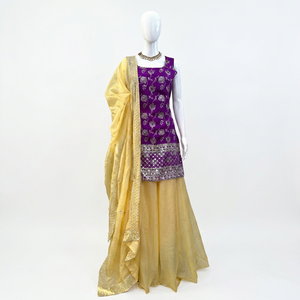 Women Ethnic Kurti Palazzo Set With Dupatta Floral Embroidered Sleeveless <b>Top</b> <b>Net</b> Skirt Festival Wear - Product Image 1