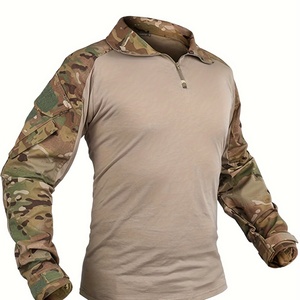 Camiseta Deportiva de Manga Larga para Hombre, Corte Ajustado, Estilo Camuflaje, para Entrenamiento al Aire Libre, con Bloques de Color, Media Cremallera y Bolsillos - Product Image 5