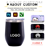 Gobelets isothermes en acier inoxydable avec logo personnalisé, 12 oz, verre à vin isotherme en acier inoxydable, tasse à café de voyage avec couvercle, gobelets à vin