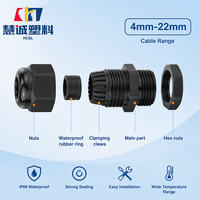 Kabel Gland Tahan Air IP68 Tegangan Rendah Nylon PVC PG7-PG16 Bersertifikasi CE RoHS Warna Hitam Cocok untuk Kabel 4-10mm -40C~+80C