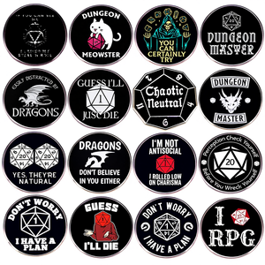 YHY RPG-Spiele Drachen-Würfel D20 DnD Pins Dungeon Brosche Abzeichen Modeschmuck Rucksack-Accessoire Geschenke - Product Image 1