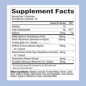 OEM Wild sambuco sapore di Gummies funghi integratore per il rilassamento del sonno <span class=keywords><strong>Reishi</strong></span> Super funghi senza zucchero 60 Count - Product Image 5