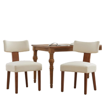 Ensemble de chaises de salle à manger modernes en bois et lin, 2 chaises de cuisine sans accoudoirs