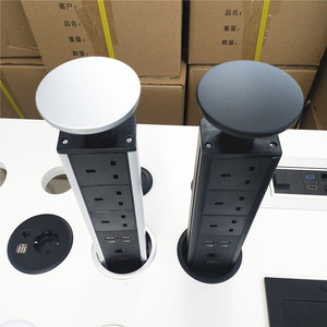 Torre Multipresa a Scomparsa in Lega di Alluminio Argento/Nero con Spina UK, <span class=keywords><strong>2</strong></span> <span class=keywords><strong>USB</strong></span>, per Cucina e Ufficio, con Connessione Dati e Rete - Product Image 4