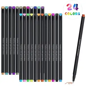Ensemble de stylos de couleur avec eyeliner, stylo à dessin à ligne Fine 0.4mm, marqueurs d'art à pointe Fine, vente en gros, 24 couleurs