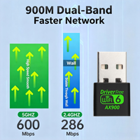 Adaptador USB AX900 de Doble Banda 2.4g/5ghz, Tarjeta de Red Inalámbrica WiFi 6, Adaptador USB 2.0 para Windows 10/11