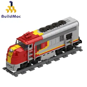 BuildMoc Santa Fe Super Chefe Trens Conjunto de Blocos de Construção Locomotiva de Passageiros Pesados Trilhos de Ferrovia Tijolos Brinquedo Crianças Presente