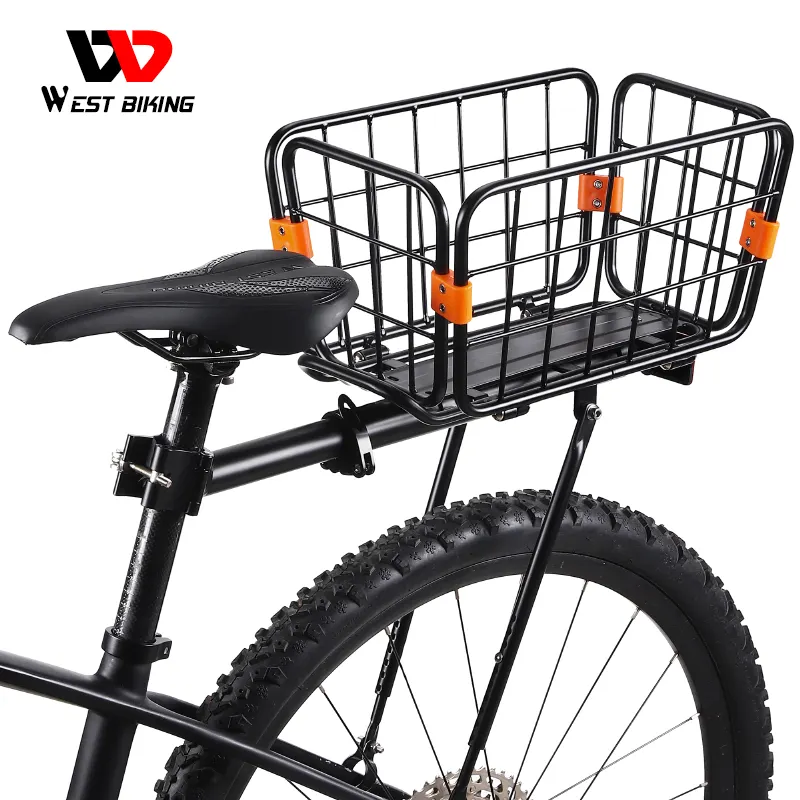 WEST BIKING Bicycle Luggage Carrier Cargo Bike Rear Rack Basket Install Tools Shelf Mountain Bicycle Large Capacity Shelf Basket
