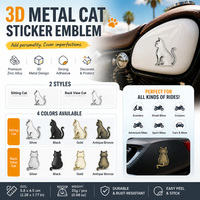 Autocollant 3D en alliage de zinc en forme de chat, emblème métallique auto-adhésif pour dissimuler les rayures, décoration pour carrosserie de voiture et moto