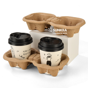 Soporte para bebidas de <span class=keywords><strong>2</strong></span> tazas y 4 tazas para entrega Portador de tazas de café desechable de fibra de pulpa - Product Image 5