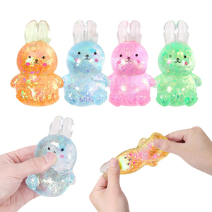 High Quality TPR Glitter Maltose Animal Bunny Shape Hand Exercise <b>Squeeze</b> Stress Relieve Toys Easter Party Favors for Kids - Product Image 1