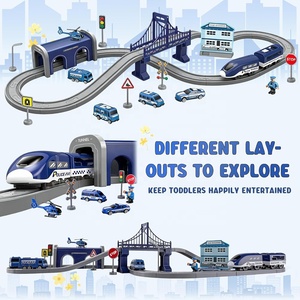 Ensemble <span class=keywords><strong>de</strong></span> train électrique 66 pièces, circuit <span class=keywords><strong>de</strong></span> train à assembler soi-même, voies <span class=keywords><strong>de</strong></span> train, train électrique, voitures <span class=keywords><strong>de</strong></span> <span class=keywords><strong>police</strong></span>, jouet pour enfants - Product Image 4