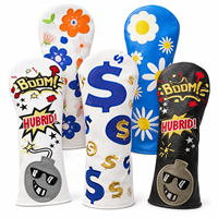 Housse de tête de club de golf personnalisée en cuir PU camouflage, collection Driver, Fairway, Hybride, motif brodé 3D, accessoires de golf