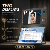 Moniteur portable à double écran de 15,6 pouces 180 °   Écran LCD IPS pliable et rotatif FHD prenant en charge l'affichage double pour les ordinateurs portables MacBook
