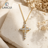 Pendentif Croix Pavé en Cuivre avec Zircon Transparent pour Baptême, Cadeau de Baptême, Collier Pendentif Zodiaque, Collier Zodiaque