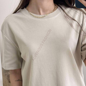 Camiseta personalizada de verano de manga corta con cuello redondo para mujer, camiseta informal de Color sólido de punto para mujer - Product Image 2
