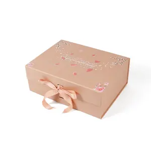 Recycle Cardboard Products Caixa De Lingerie Embalagem Eco Pack Friendly Flowers Color Mystery Gift Paper Boxes With Ribbon