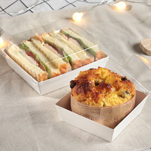 투명 플라스틱 도넛 디저트 케이크 상자 양각 매트 적층 사각 뚜껑 2mm 우유 초밥 설탕 포장을위한 금박 스탬핑 - Product Image 5