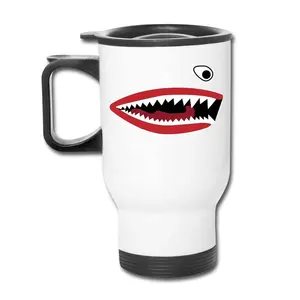 CL1C-E04-A comlom caneca de carro isolada, caneca de aço inoxidável branca personalizada 14oz para viagem