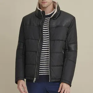 Mannen Sherpa Gevoerd Puffer Jas Met Faux Bontkraag Winter Donsjack Groothandel Prijs