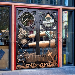 Puerta de entrada de brida de Barco Pirata creativo artesanías de Metal de estilo Industrial Retro para <span class=keywords><strong>Bar</strong></span> Hotel habitación privada para barbacoa de mariscos - Product Image 1