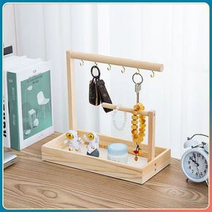 Japanese Style Wooden <b>Key</b> <b>Hanger</b> Desk Organizer Rectangle Multifunction Storage Rack For Entryway Desktop Neatening - Product Image 2