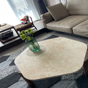 Newstar Custom Đá Bảng La Mã Cột Cơ Sở Lớn Thông Minh Hiện Đại Vuông Oval Vòng Bắc Âu Travertine Đá Cẩm Thạch Sang Trọng Bàn Cà Phê - Product Image 4