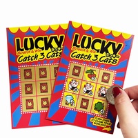 Cartes à gratter personnalisées « Lucky Catch 3 Cats » – Jeu de loterie « Gratte et Gagne » pour promotion de jeux de fête, cadeau, carte de loterie