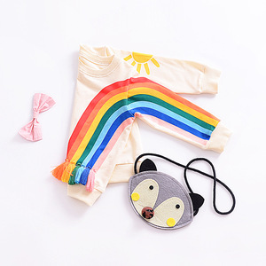 Autunno Inverno Dei Bambini Delle Ragazze Manica Lunga Arcobaleno Bambini Pullover di Cotone Girocollo <span class=keywords><strong>Felpe</strong></span> - Product Image 3